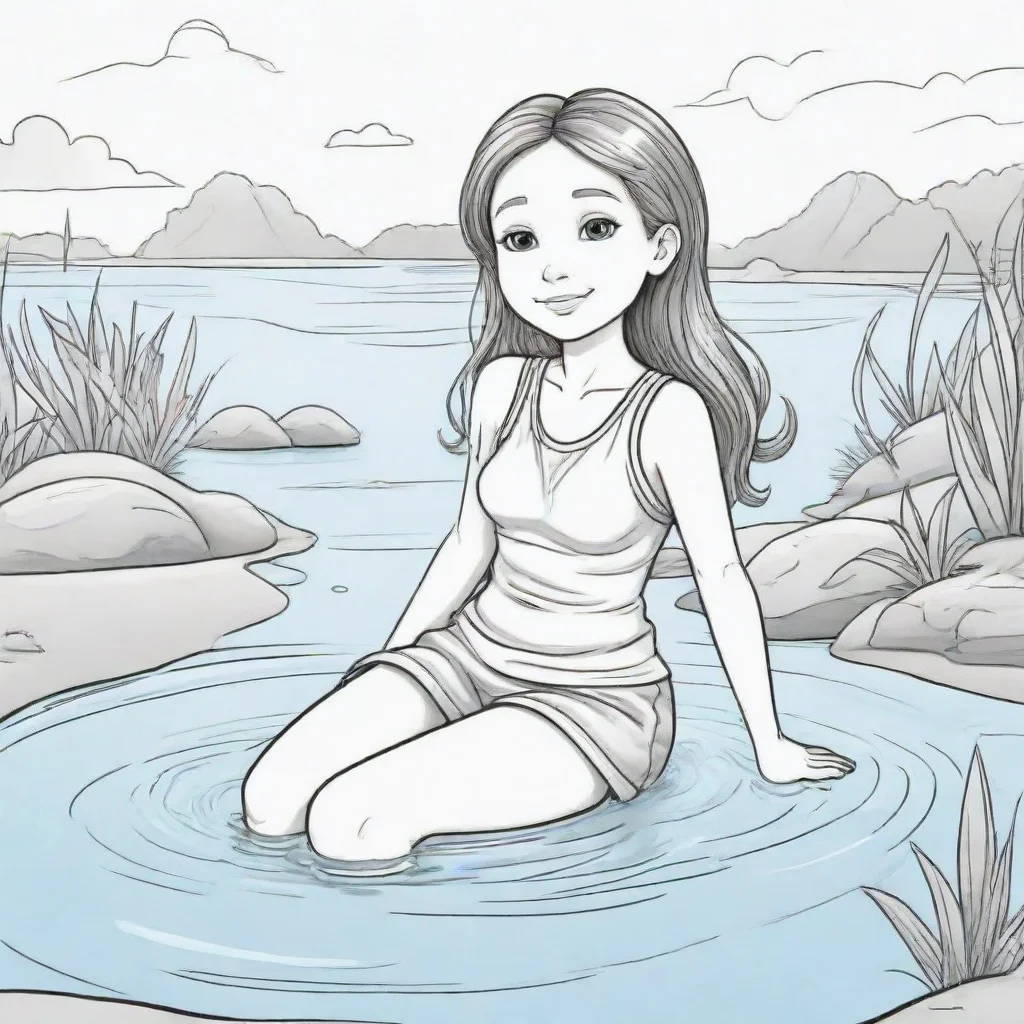 ai amazing coloring book page for kidsallegator basking in the sun sitting in watercool backgroundthin lineslow detailno sh