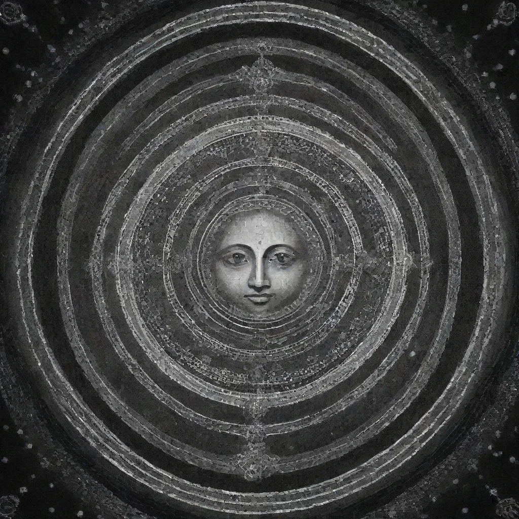 ai amazing complex unknown symbols symmetrical lines dots vector clip artblack and white ascending god awesome portrait 2