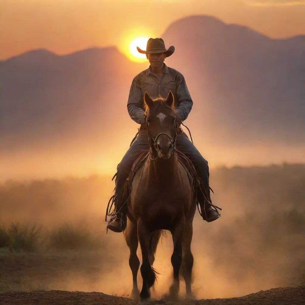 amazing cowboy riding into the sunset awesome portrait 2 wide