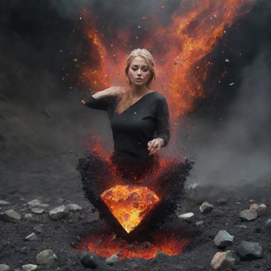 ai amazing crashing into the ground causes colored diamonds and coals to fly in all directions awesome portrait 2