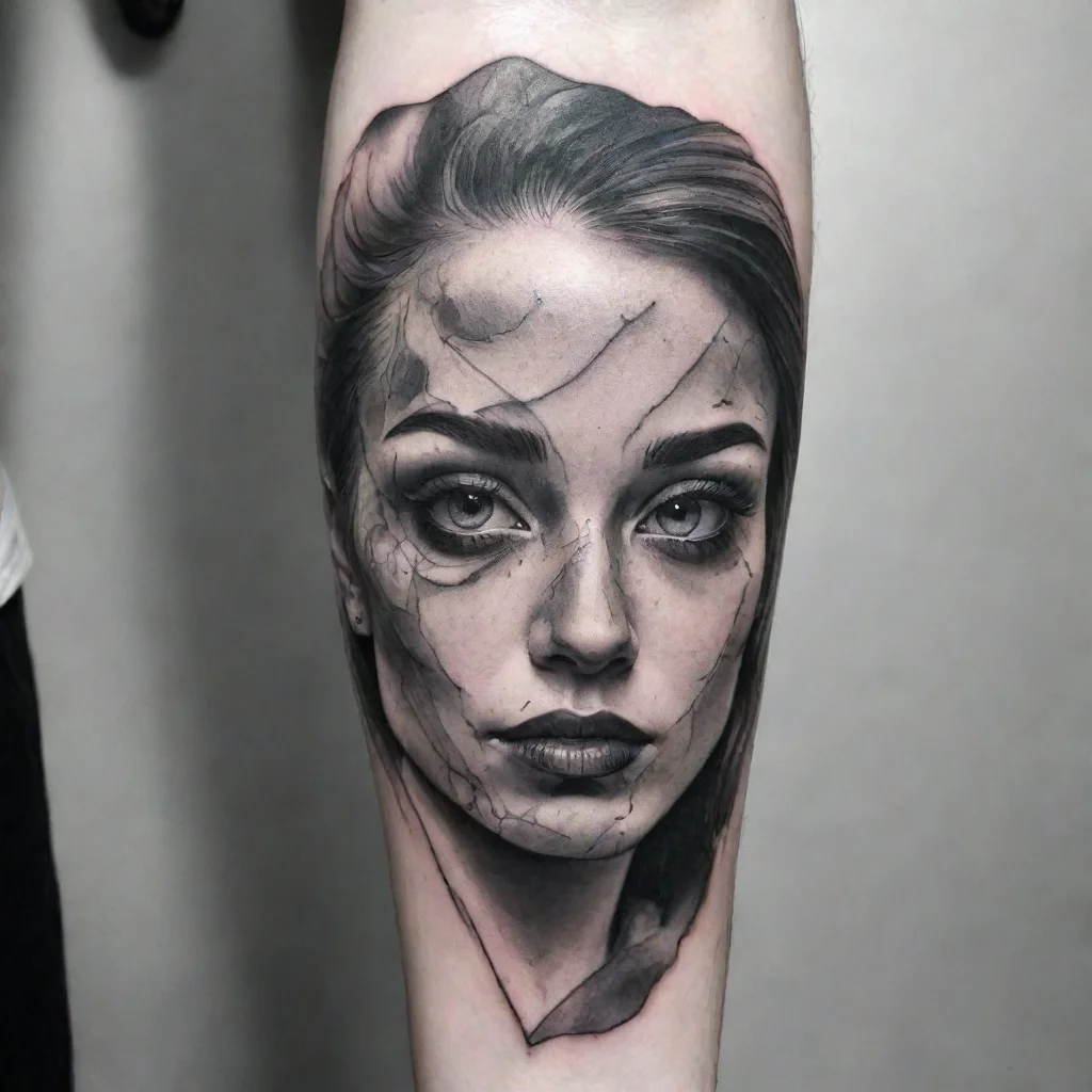 ai amazing crazy fine line black and white tattoo awesome portrait 2