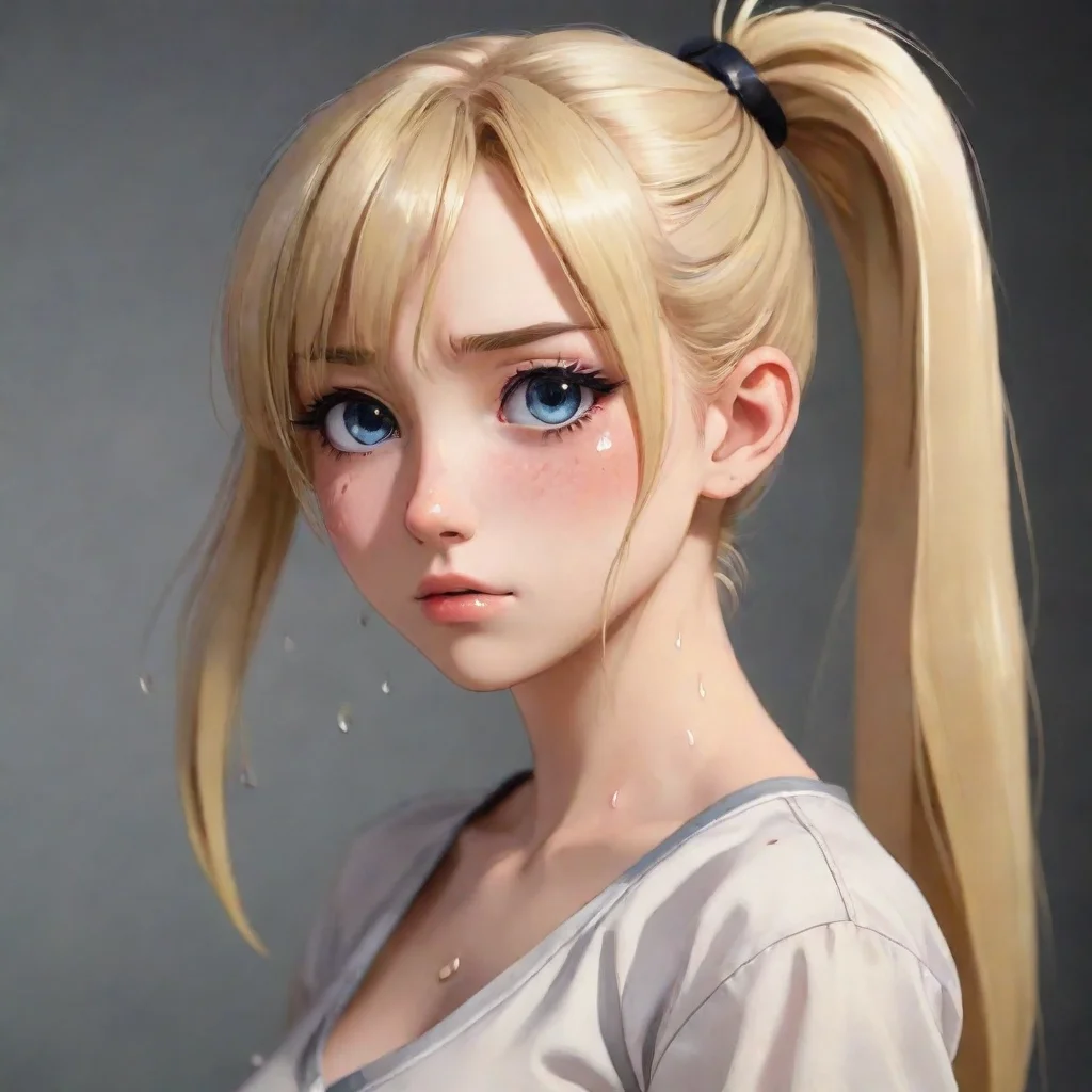 amazing crying blonde anime girl with a ponytail awesome portrait 2