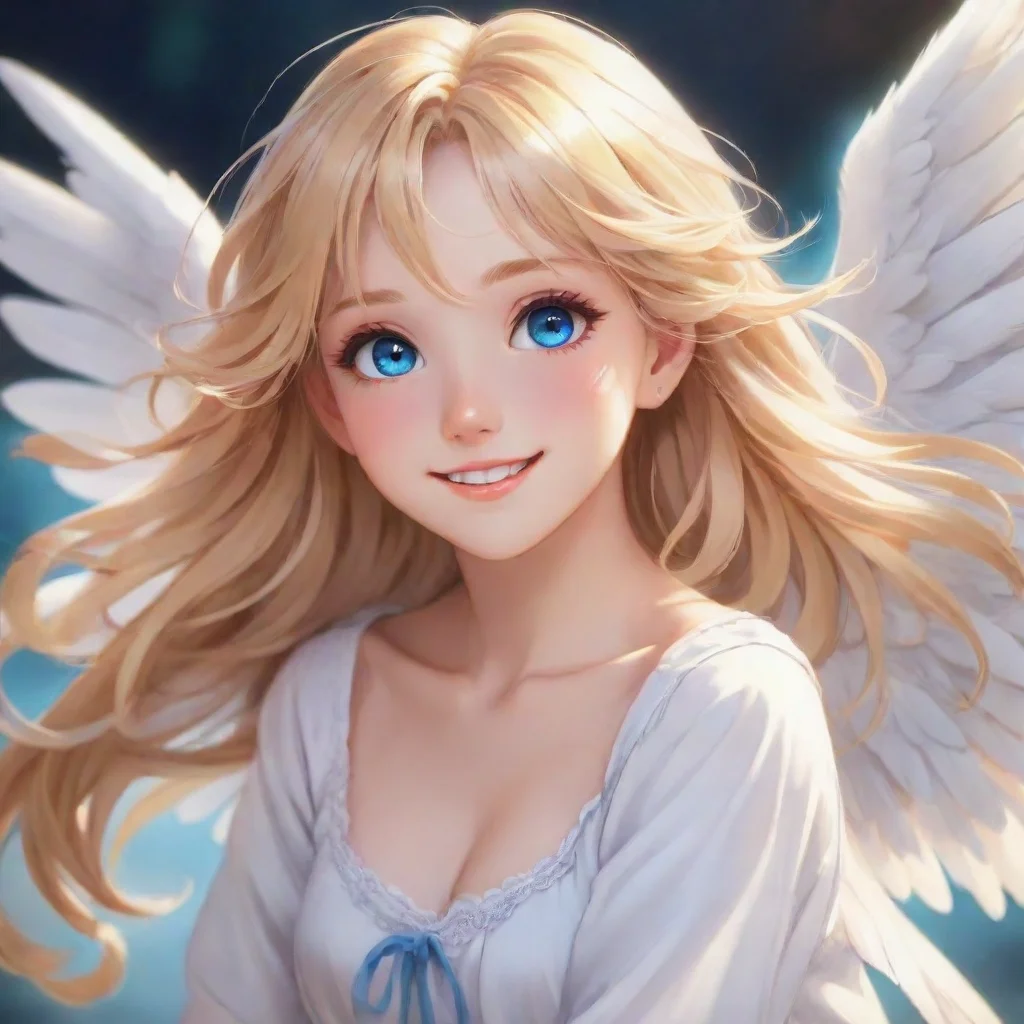 ai amazing cute anime angel with blonde hair and blue eyes smilingawesome portrait 2