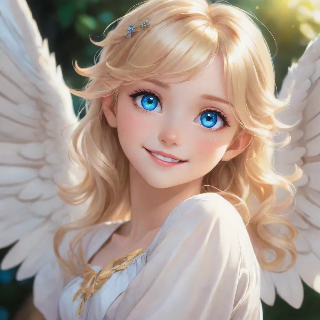 ai amazing cute anime blonde angel with blue eyes smilingawesome portrait 2