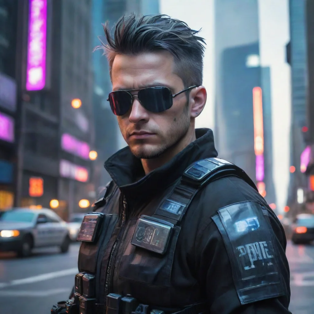  amazing cyber punk police man in large city awesome portrait 2