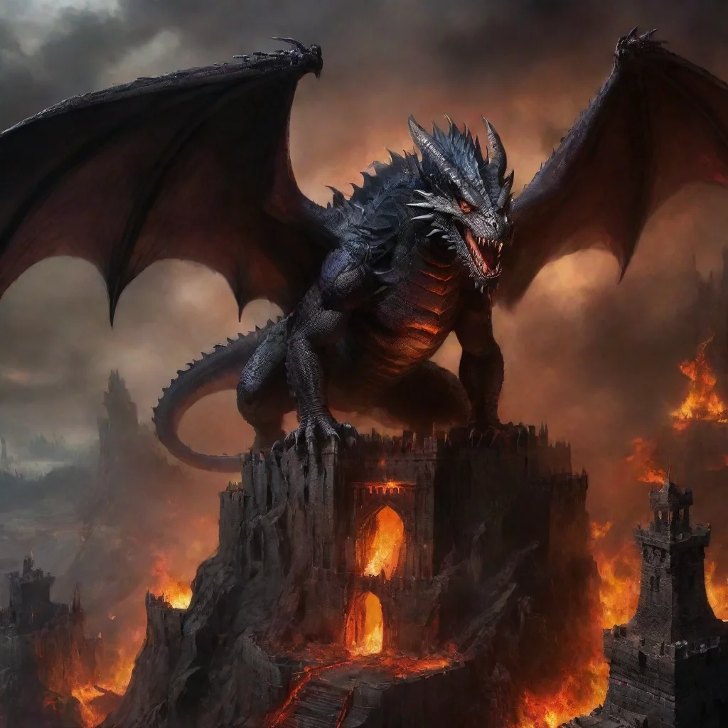 amazing dark dragon flying around a demon fortress in hell awesome portrait 2