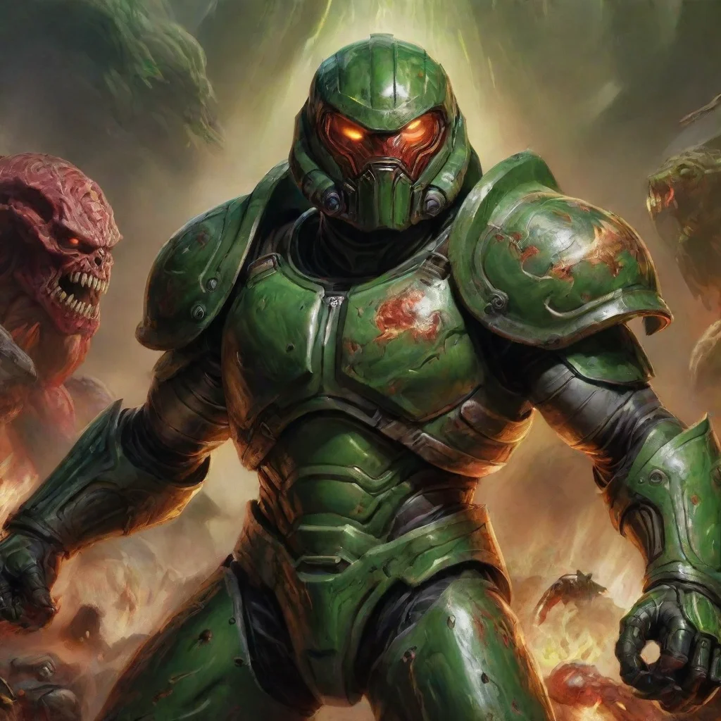 ai amazing ddom eternal video gamedoom slayergreen armorfighting demonsmasculinerealisticepic awesome portrait 2