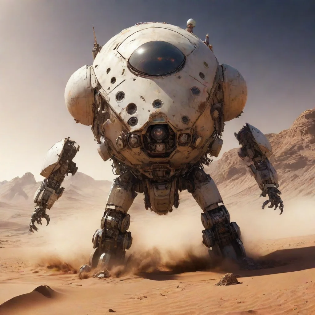 ai amazing desert planet crashed spheric spaceship robot detailed awesome portrait 2