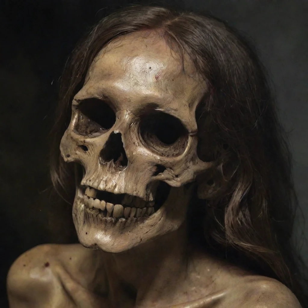 ai amazing detailed After midnight the girl disappeared out of nowhere and one human skull covered with acid the girl went 