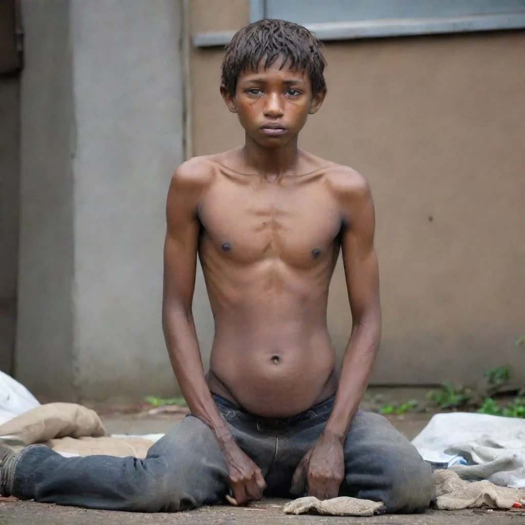 ai amazing detailed After thirty years later the homeless boy grew into adult and he still cant move with his preys inside 