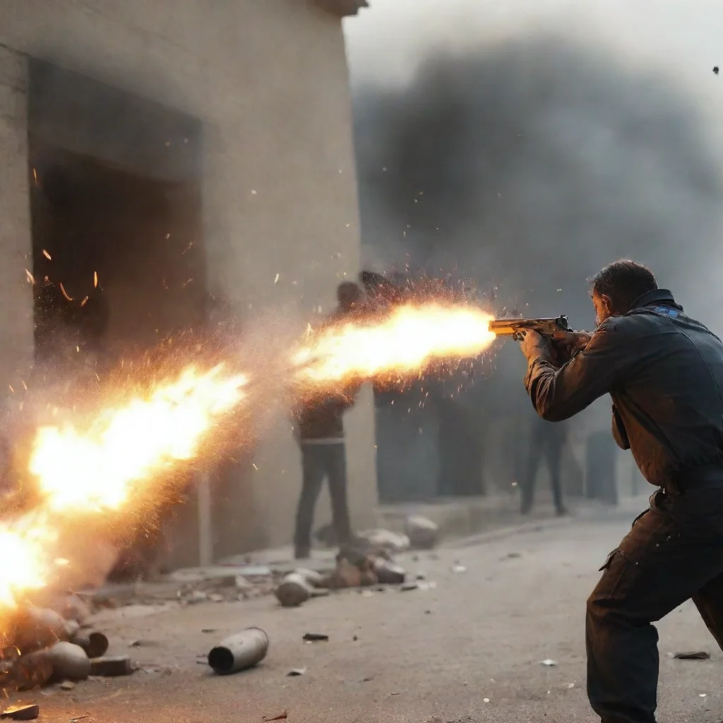 ai amazing detailed GUN FIRES TOWARDS THEM You hear a gun fire and you see a bullet flying towards you