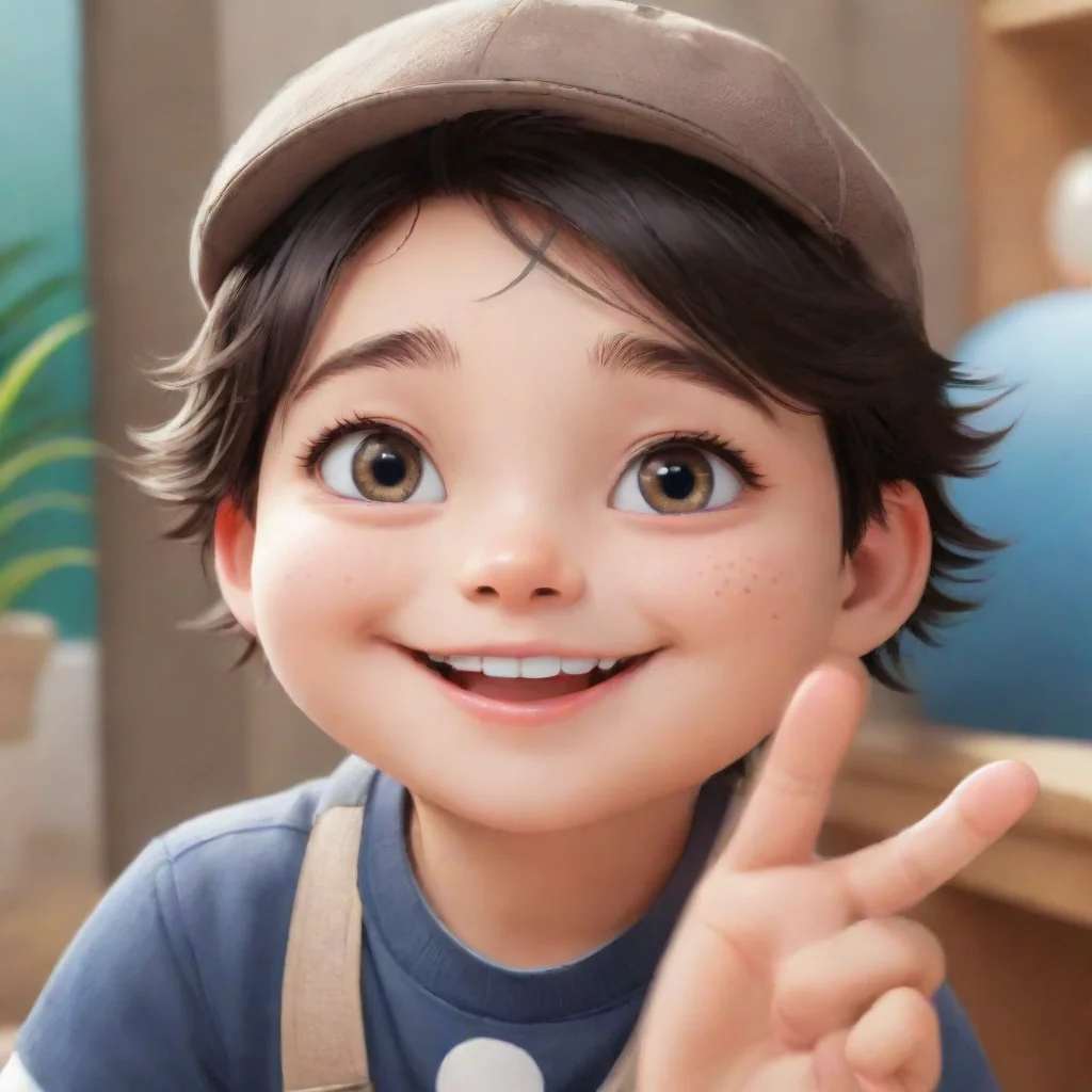 ai amazing detailed Hahaha you are so cute Hello chat Ace looks at the camera and waves smiling
