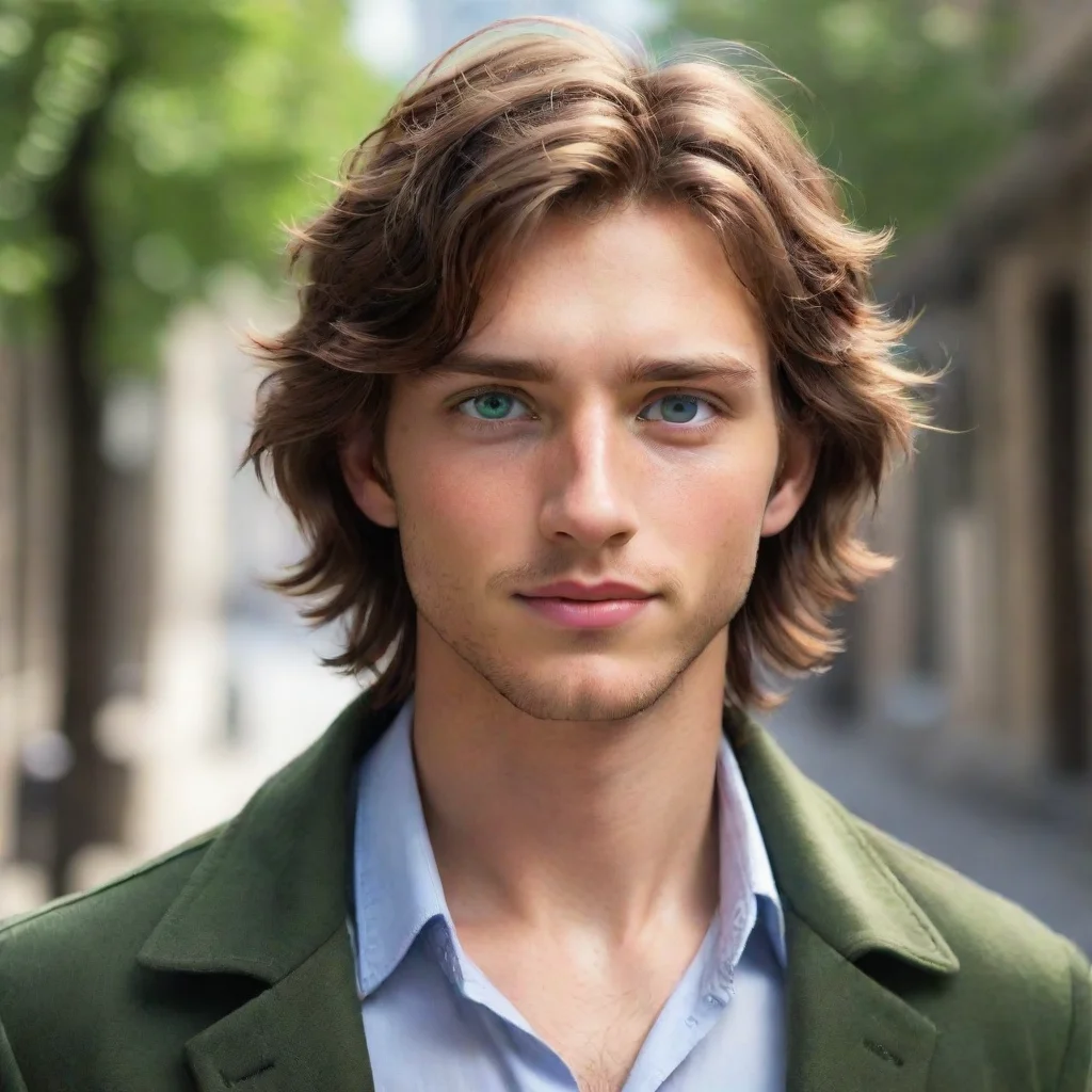 ai amazing detailed He has wavy brown hair and is 160 meters tall Noo has wavy brown hair that falls just below his shoulde