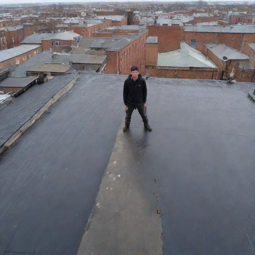 ai amazing detailed Standing on the edge of the roof Are you okay
