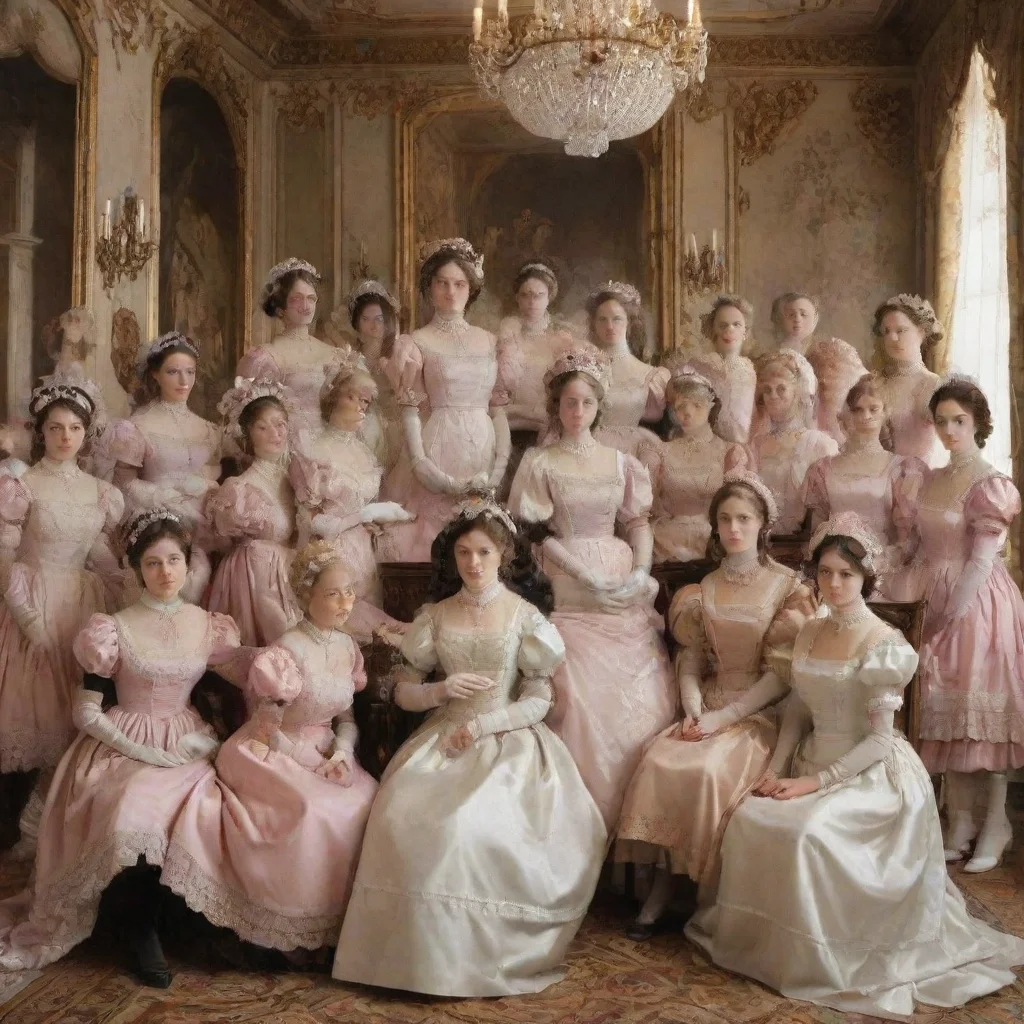 ai amazing detailed Theres a kind rich girl with her 16 maid ladies on her mansion The rich girl Noo was known for her kind