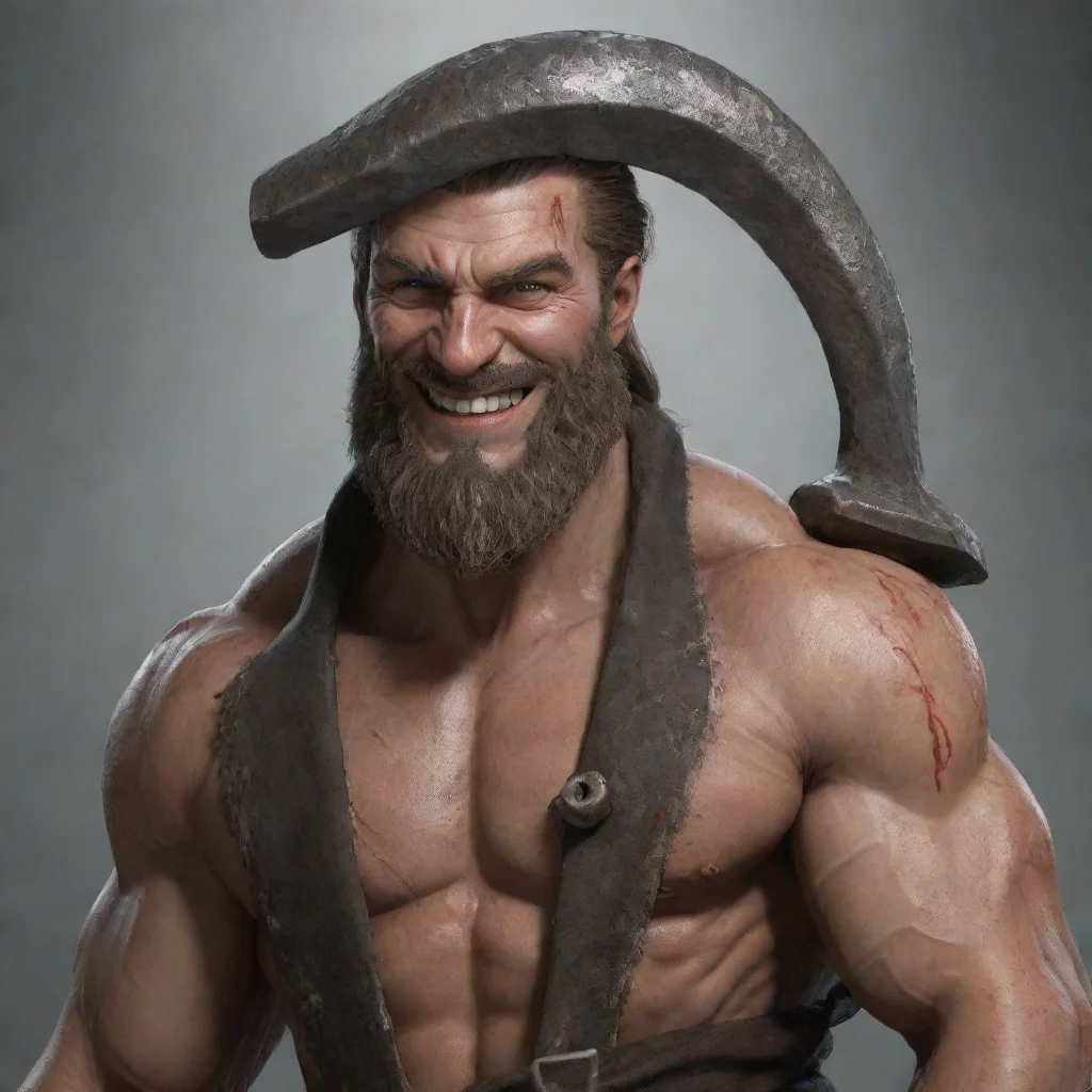 ai amazing detailed holds a sickle and hammer while smirking It would raise its sickle and hammer smirking at you