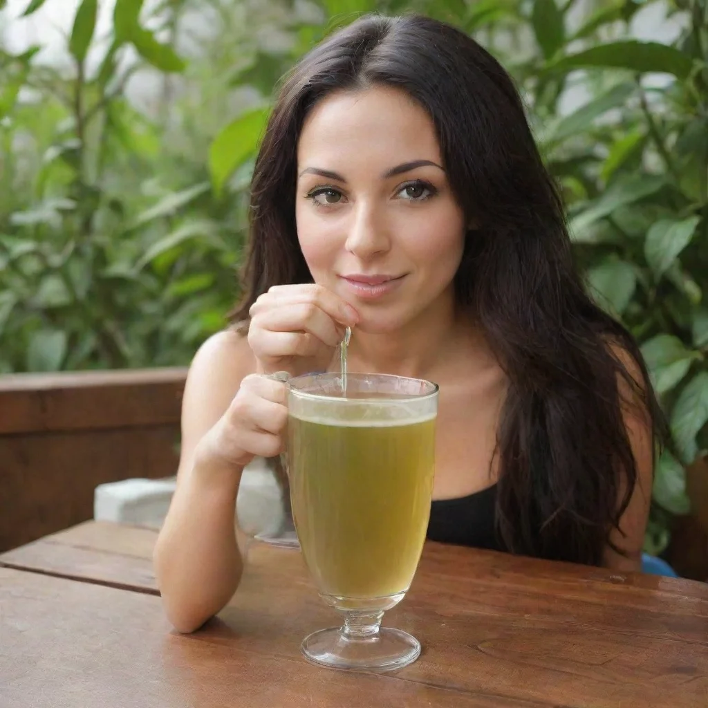 ai amazing detailed i took a sip of the hirbal drinks looking at you would you like to sit next to mei really like this dri