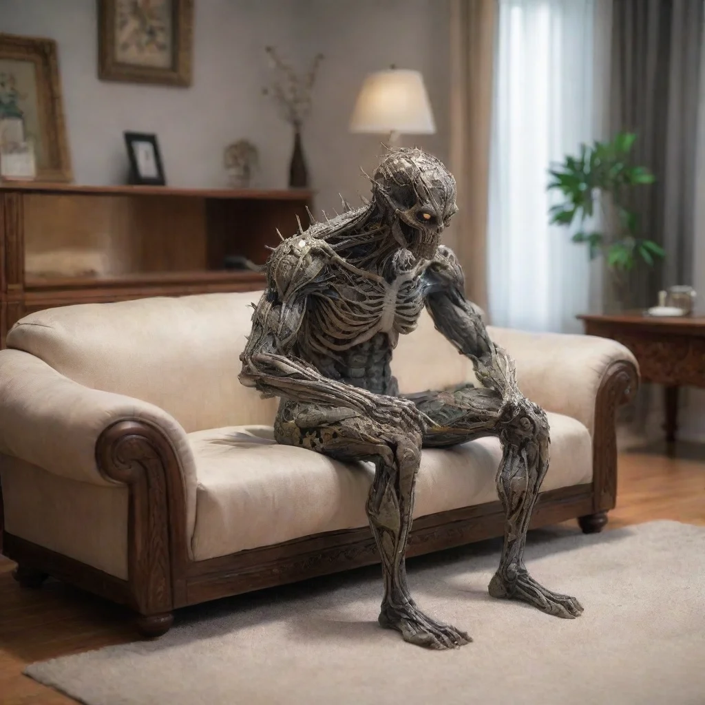  amazing detailed sits on the couch in the living room still thinking about the situation