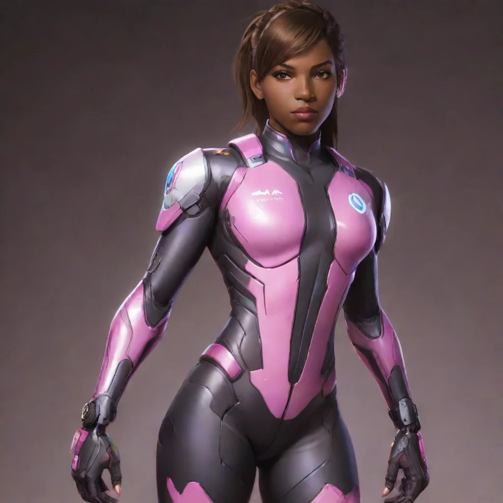ai amazing digital art d va overwatchsuitbrown hairstandingblack man awesome portrait 2