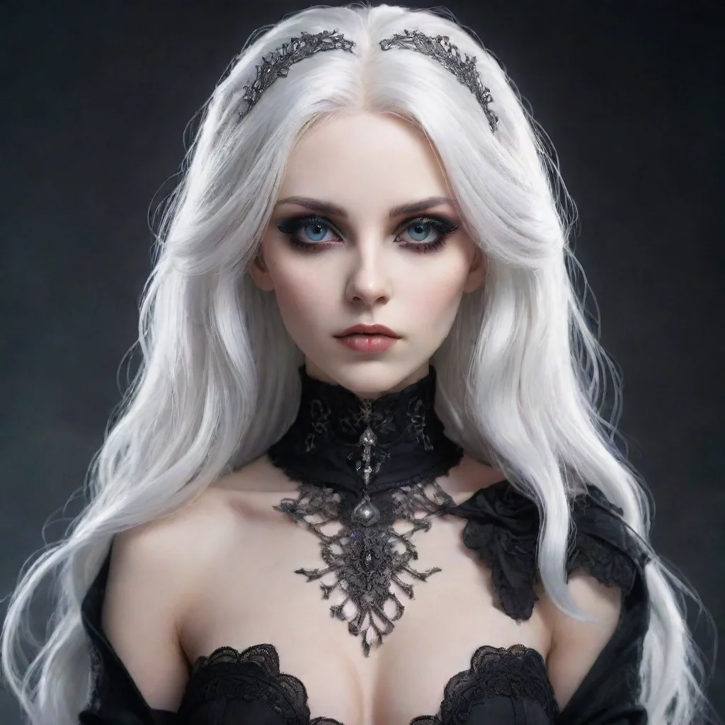 ai amazing digital art seductivewhite hairgoddessgoth outfit awesome portrait 2