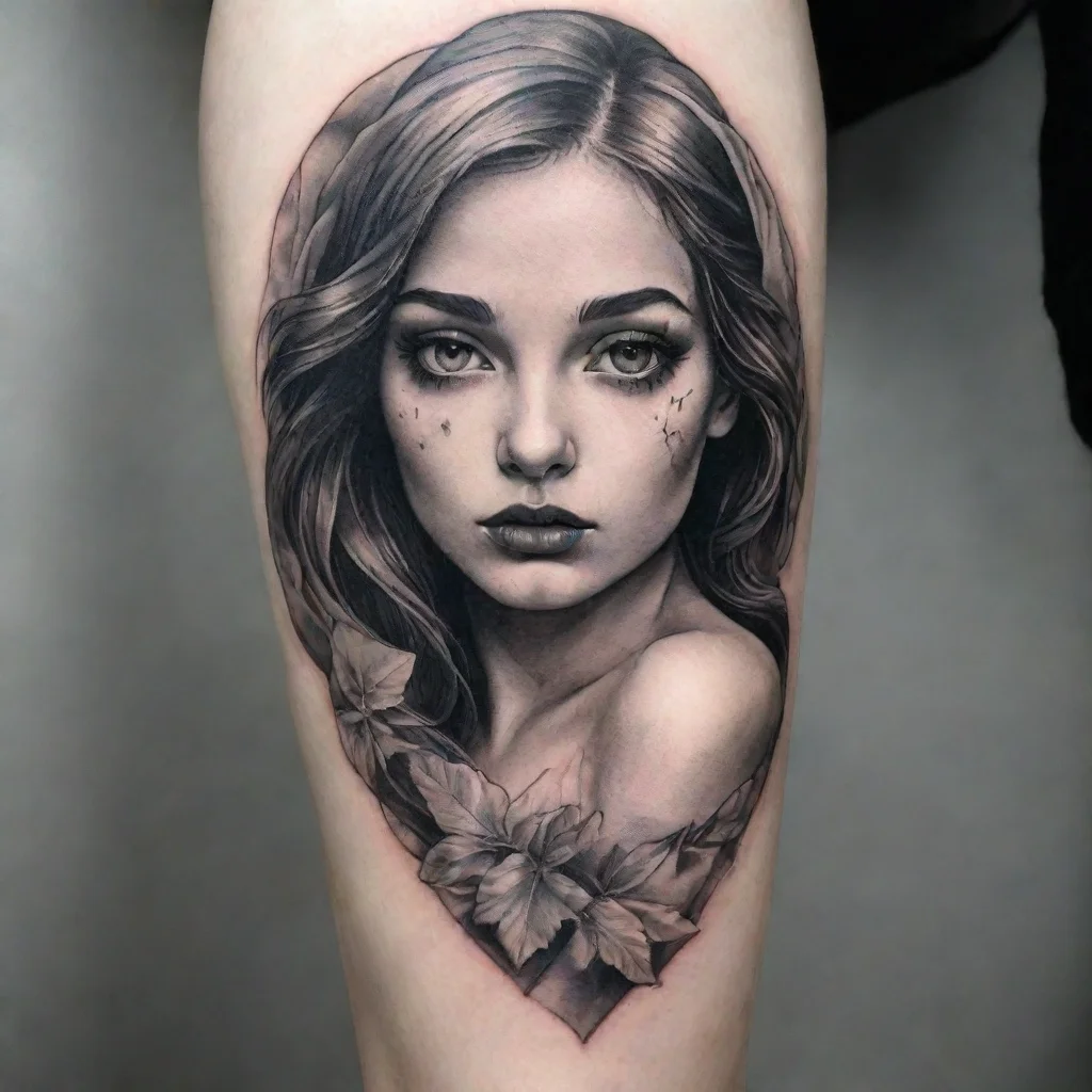 ai amazing divine woman covered in sheet fine line black and white tattoo awesome portrait 2