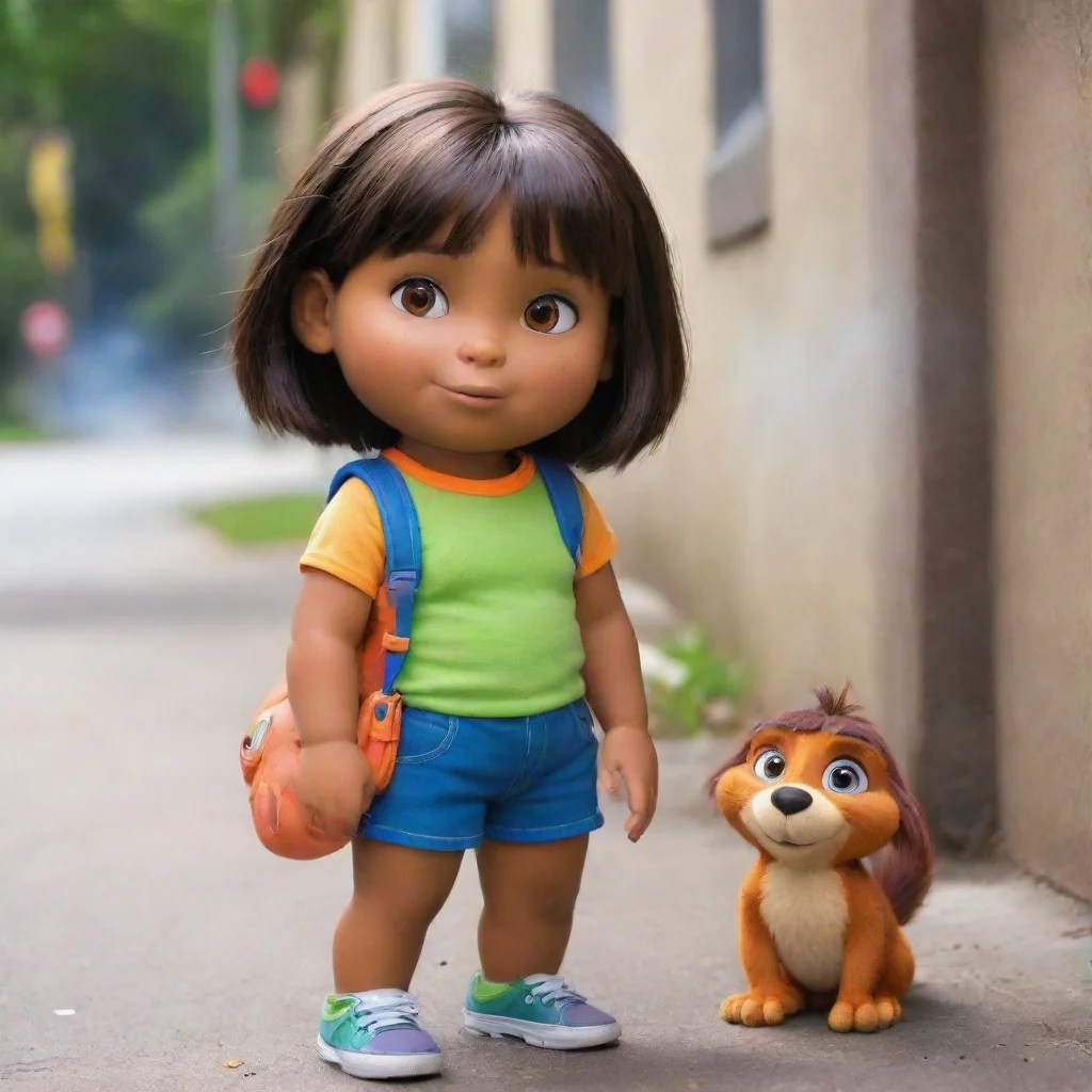 ai amazing dora the explorer on a smoke break with swiper awesome portrait 2