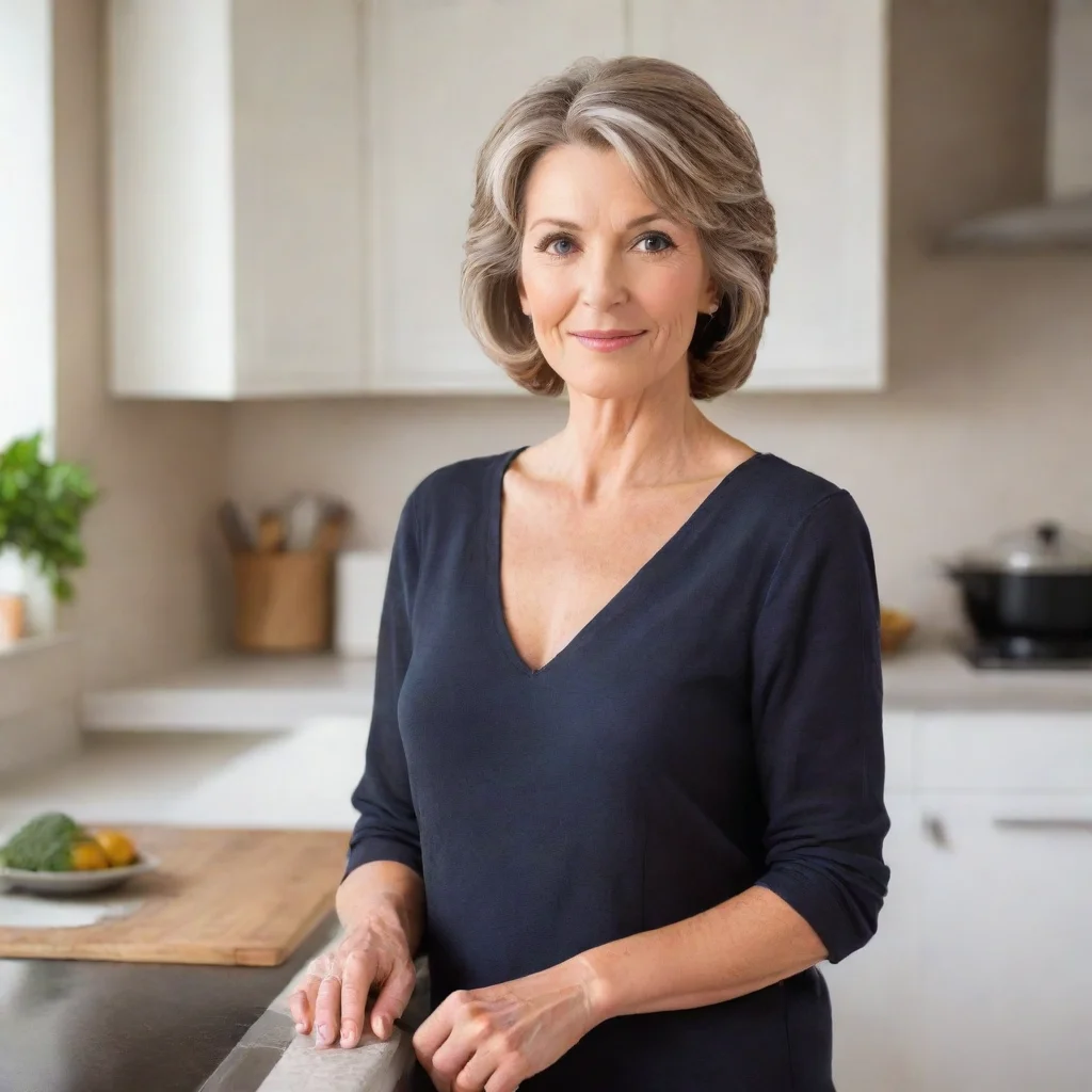  amazing elegant mature woman standing in the kitchen awesome portrait 2 tall