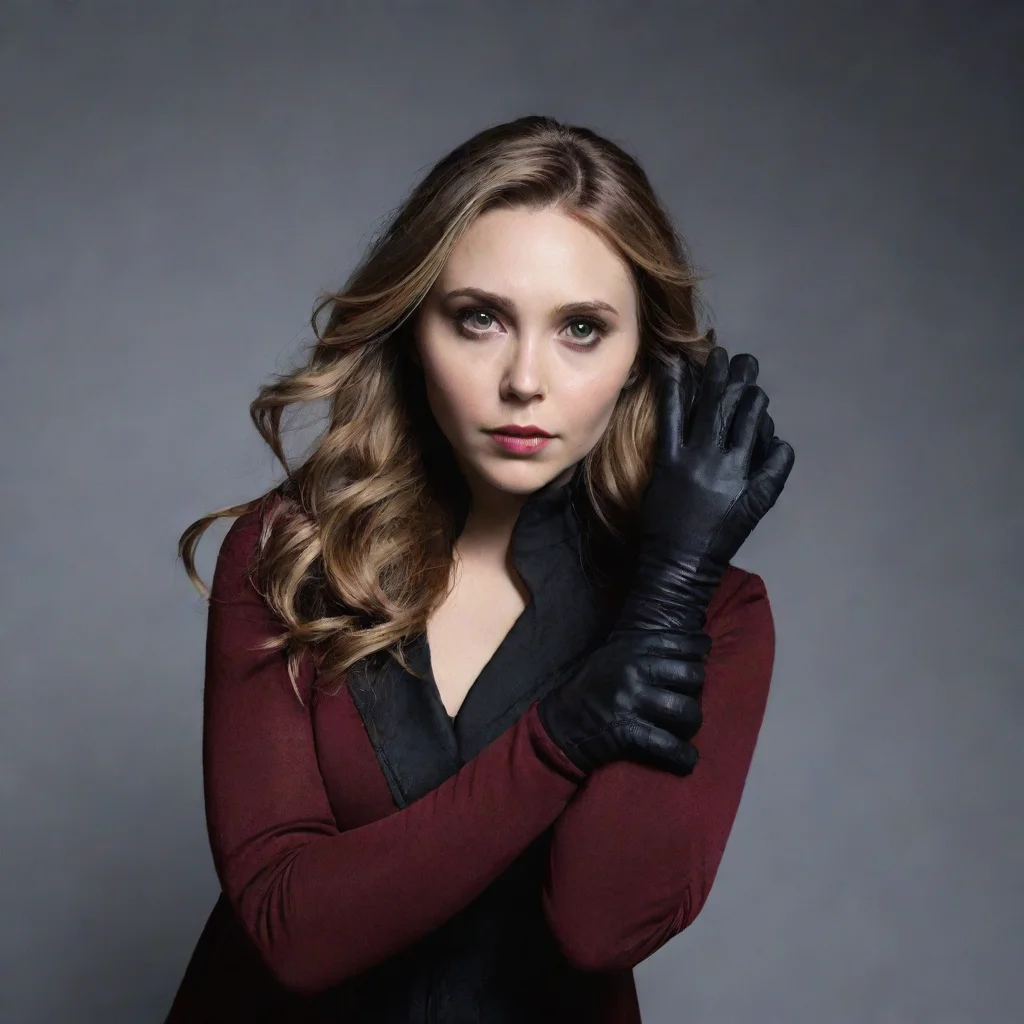 ai amazing elizabeth olsen as scarlett witch with black gloves awesome portrait 2