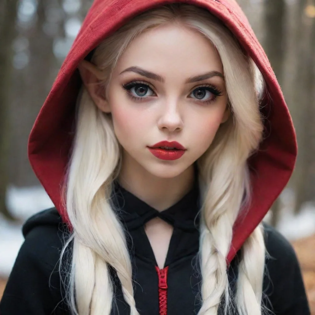 ai amazing elsa jeanblonde hairdark eyesred lipself girlelfpointed earscutedark clothingblack hood awesome portrait 2