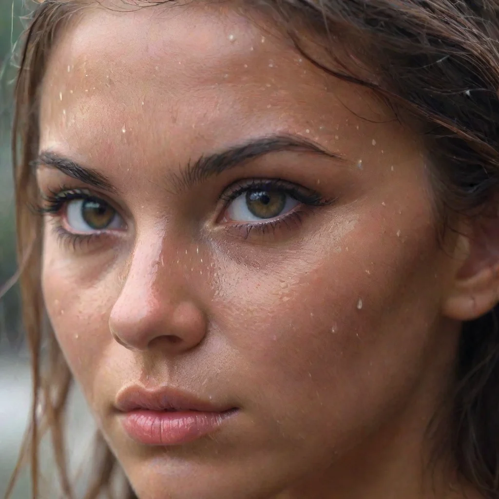 ai amazing eyes close up face beautiful tanned wet rain looking at camera girl super close up face eyes dramatic hd amazing