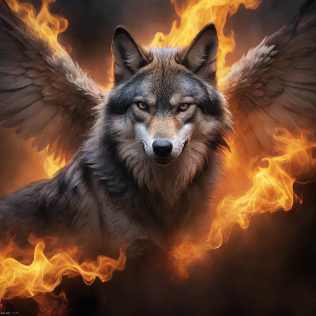 ai amazing fantasy winged wolfsmokey backgroundflame foreground awesome portrait 2