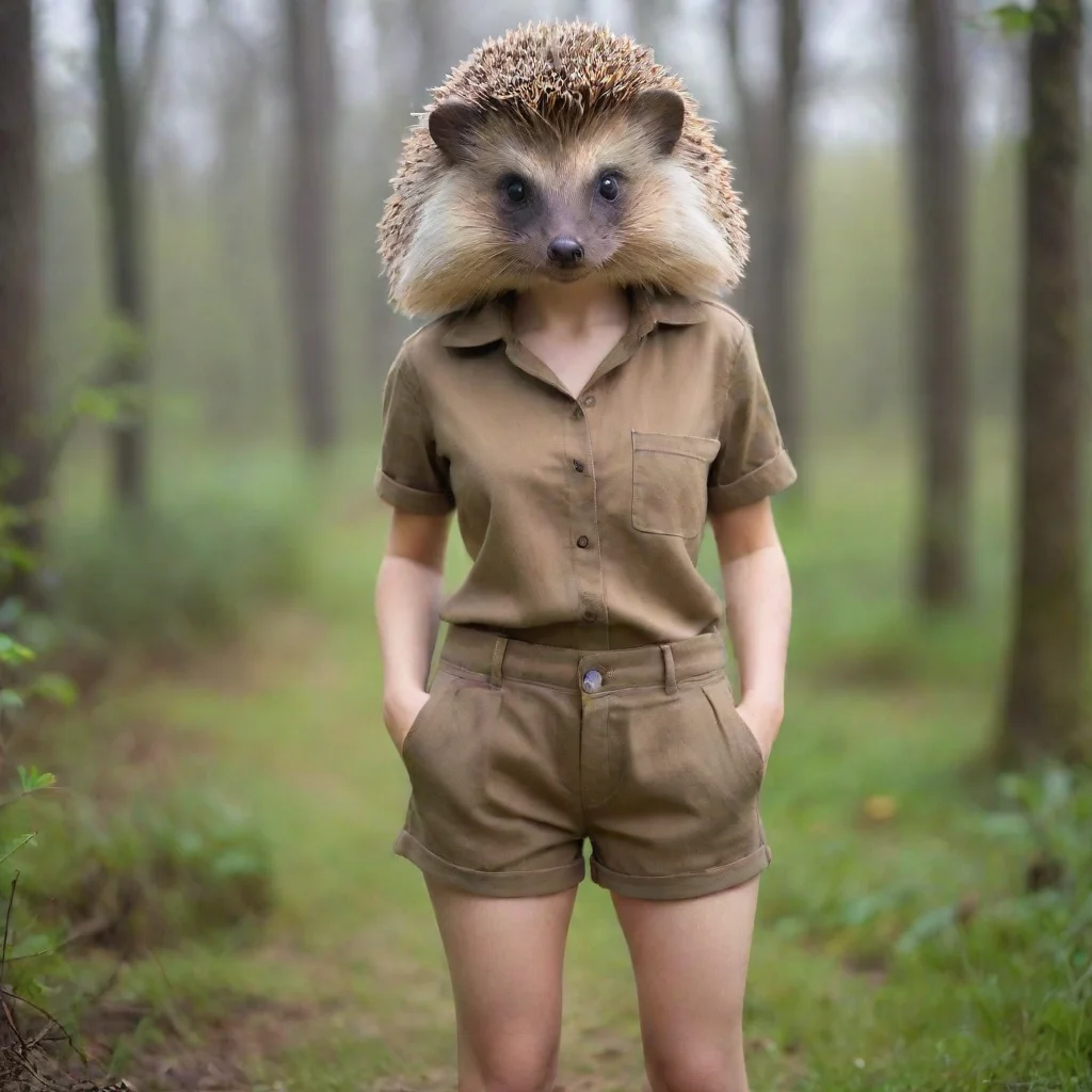 ai amazing female human like hedgehog short trousers awesome portrait 2