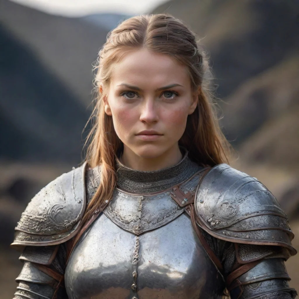 ai amazing female warrior in plate mail awesome portrait 2