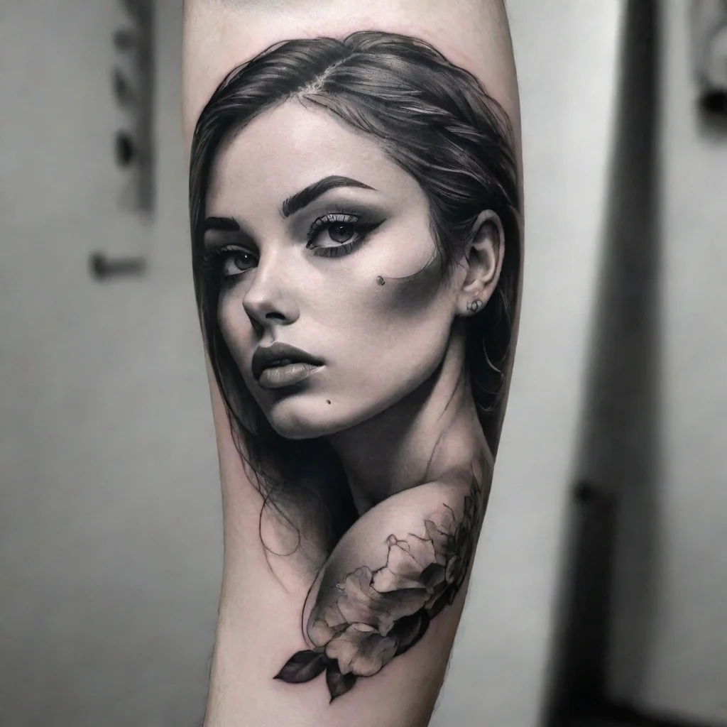 ai amazing fine line black and white tattoo dramatic awesome portrait 2