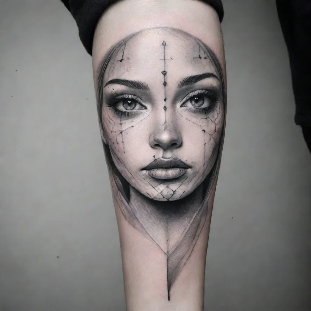ai amazing fine line black and white tattoo face awesome portrait 2