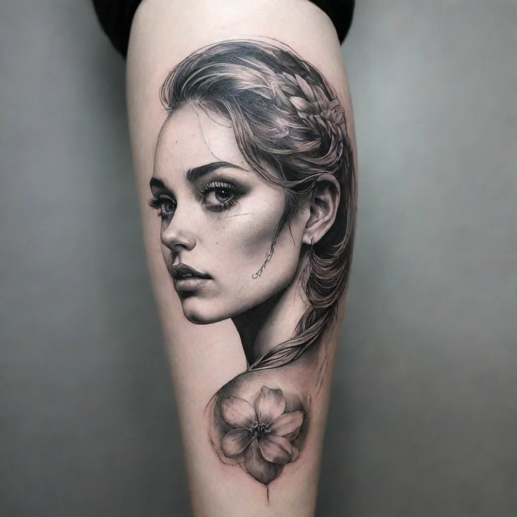 ai amazing fine line black and white tattoo masterpiece awesome portrait 2