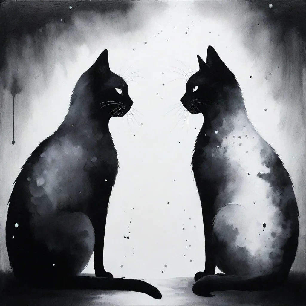amazing flat shape illustration of two cats talking to each otherthe cats are clean flat black and white shapesbut the b
