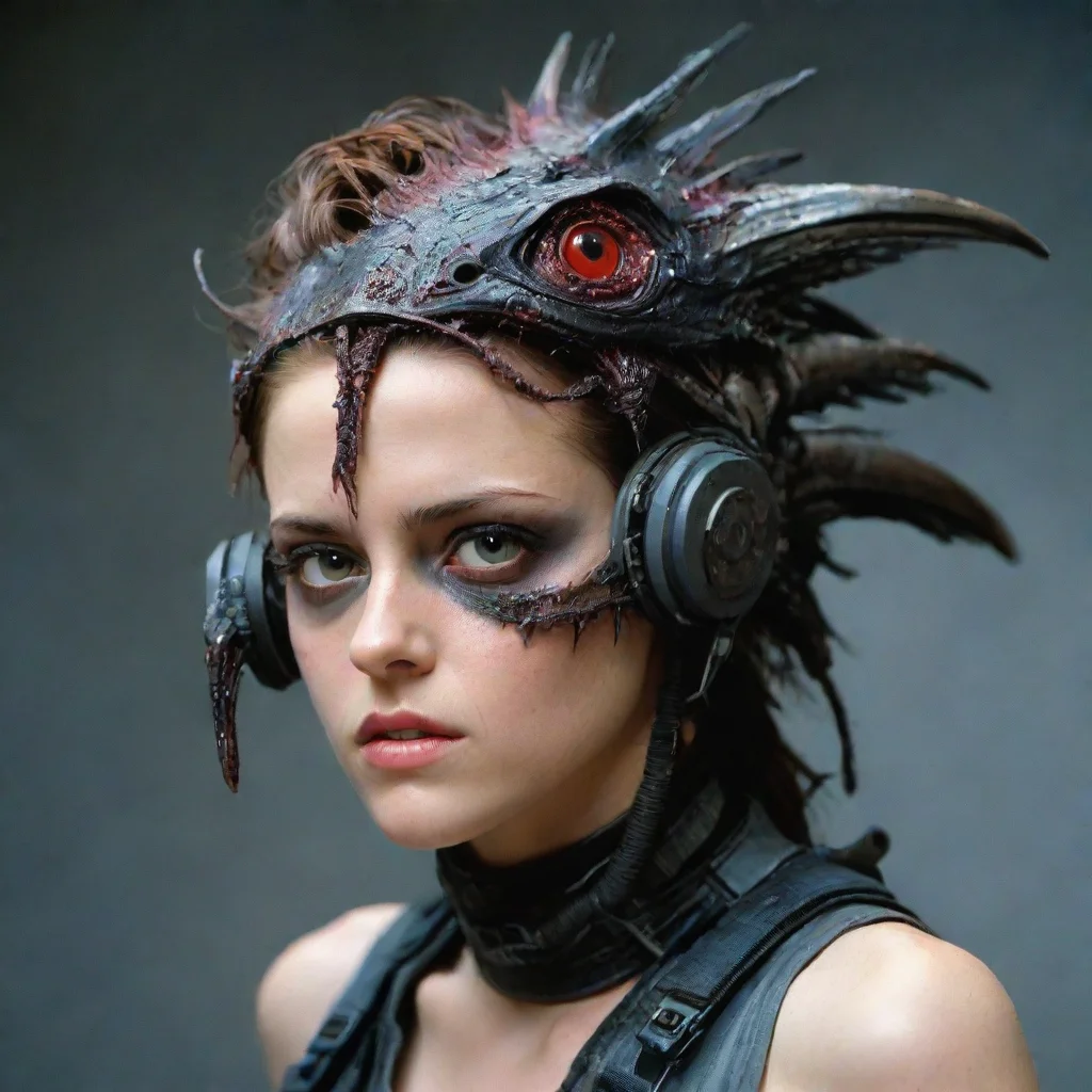 ai amazing from movie event horizon 1997 from movie tetsuo 1989 from movie virus 1999 kristen stewart wearing bird head mad