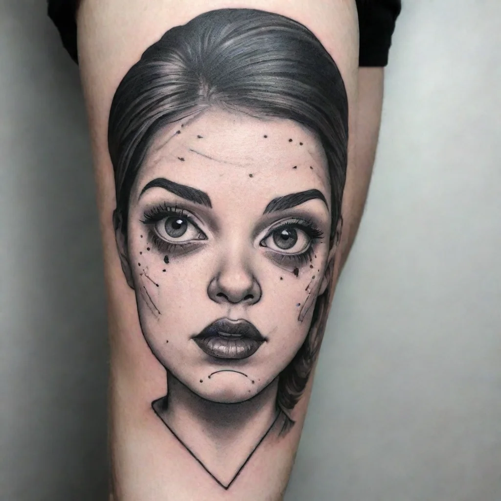 ai amazing funny fine line black and white tattoo awesome portrait 2