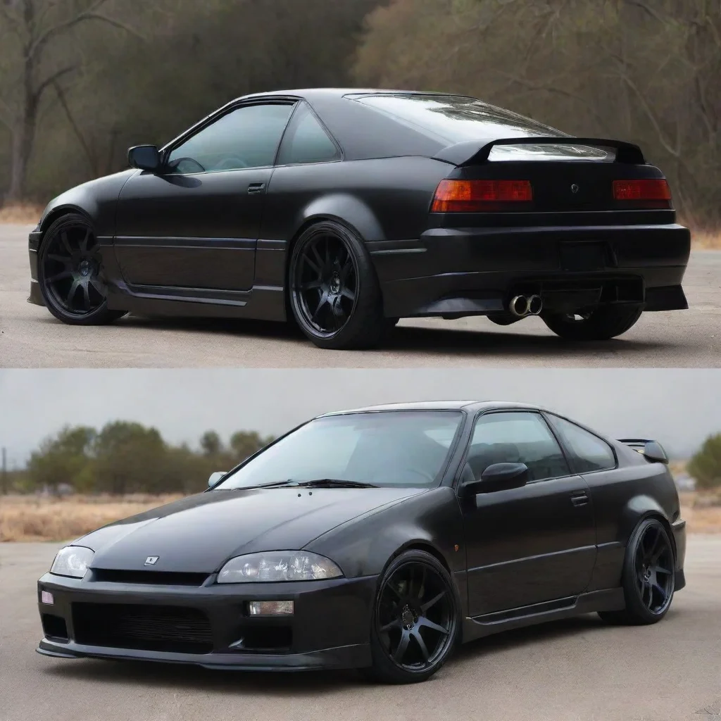 ai amazing futuristic black car based on crxsleekexposed engineno hoodinterior also based on crxcustom wheels and brakesawe