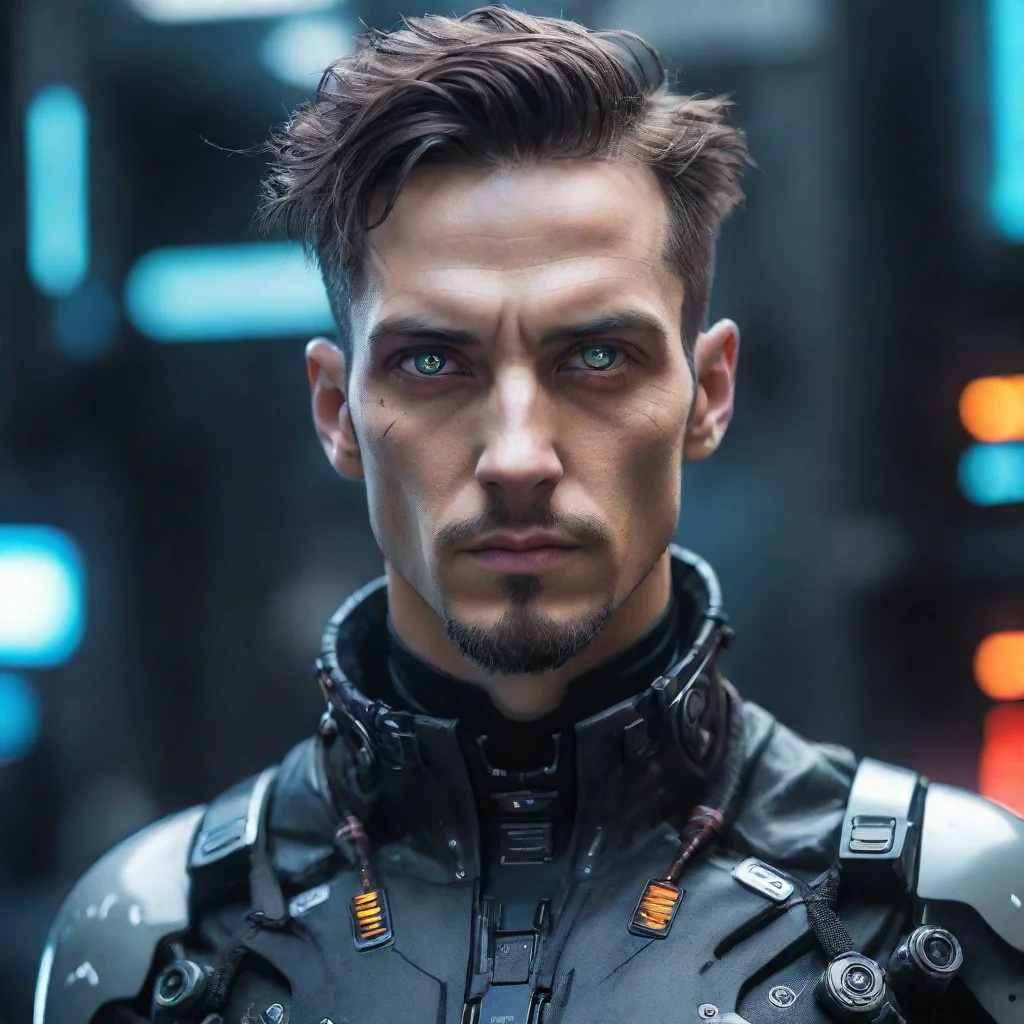 amazing futuristic cyberpunk man who looks like he could be a leader awesome portrait 2