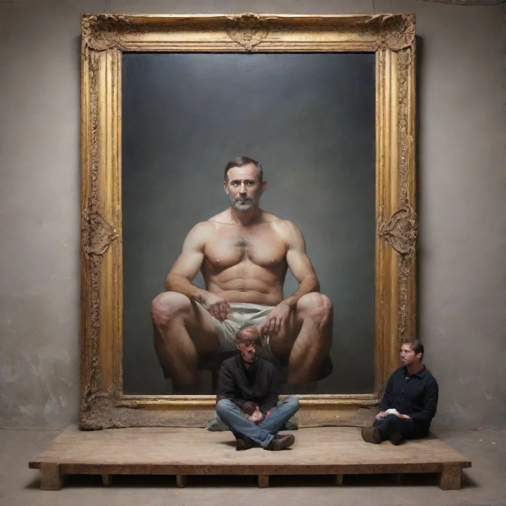  amazing giant man sitting on tiny awesome portrait 2