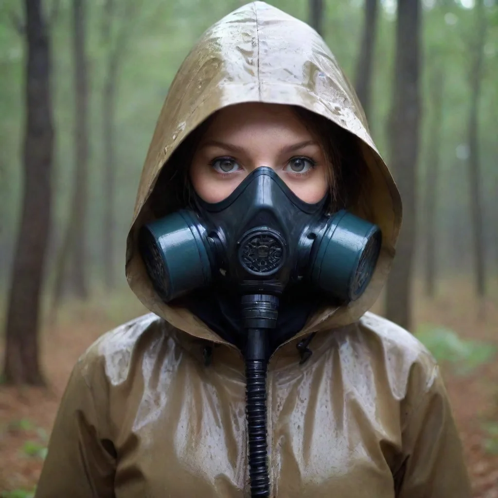 ai amazing girls with rainwearhood and gasmask awesome portrait 2