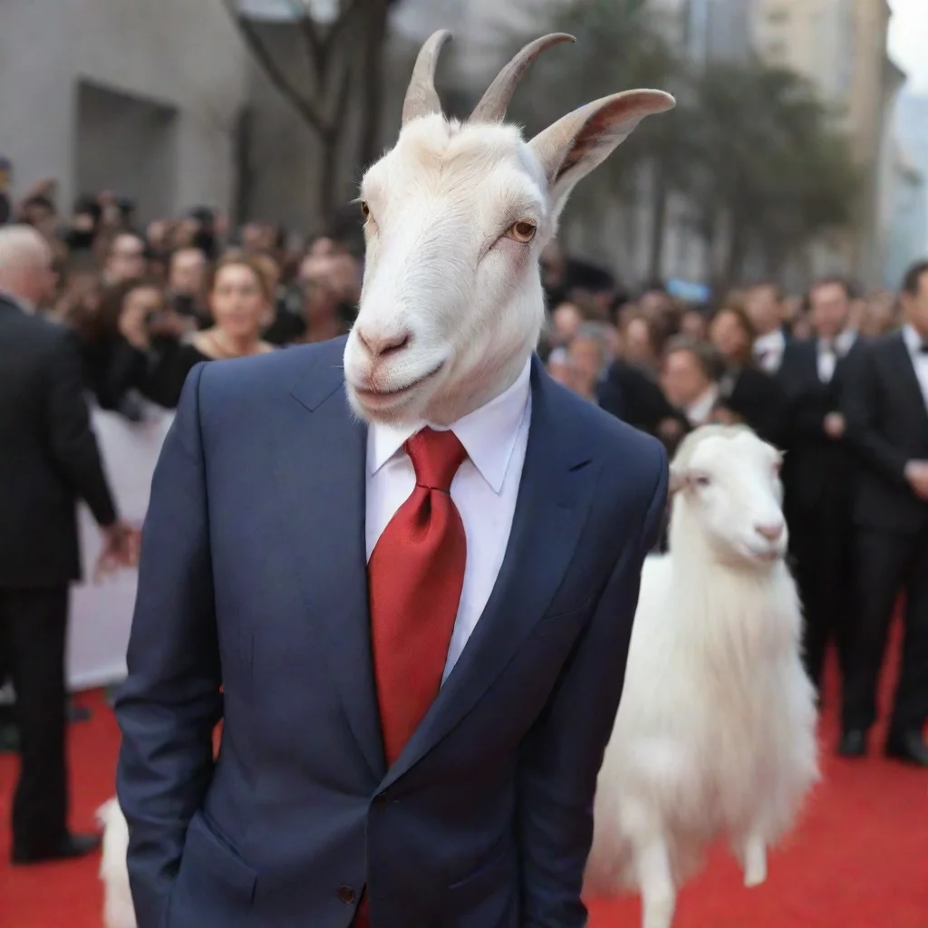ai amazing goat in suit red carpet but also as a goat human and goat character elon awesome portrait 2