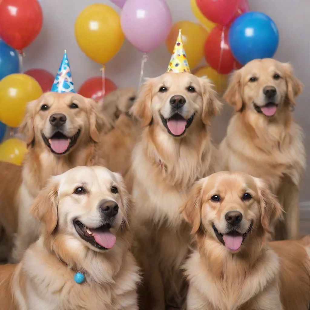 ai amazing golden retriever dog partyawesome portrait 2