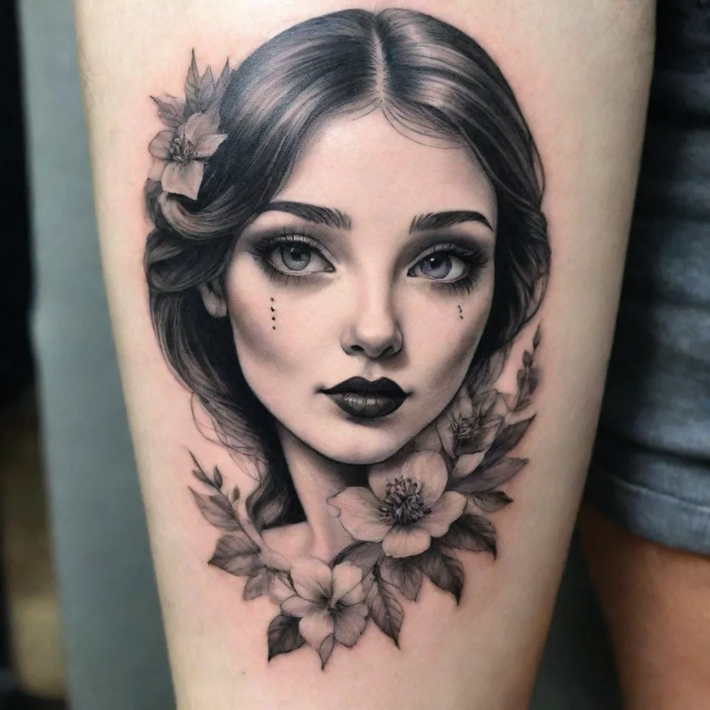 ai amazing goosberry white and black fine line tattoo awesome portrait 2
