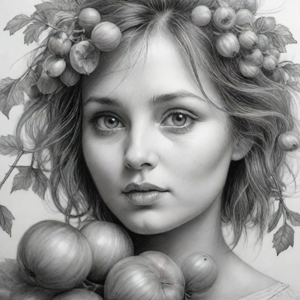 ai amazing gooseberry black and white fine line drawing awesome portrait 2