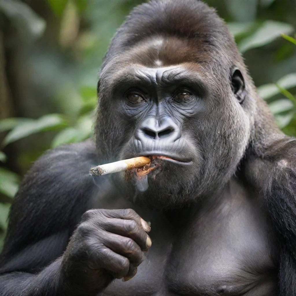 amazing gorilla smoking a joint awesome portrait 2