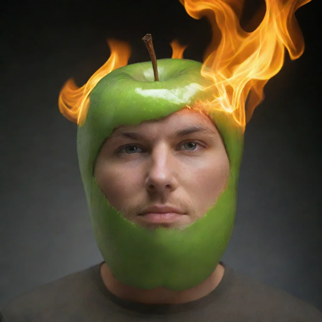 ai amazing green apple fire awesome portrait 2