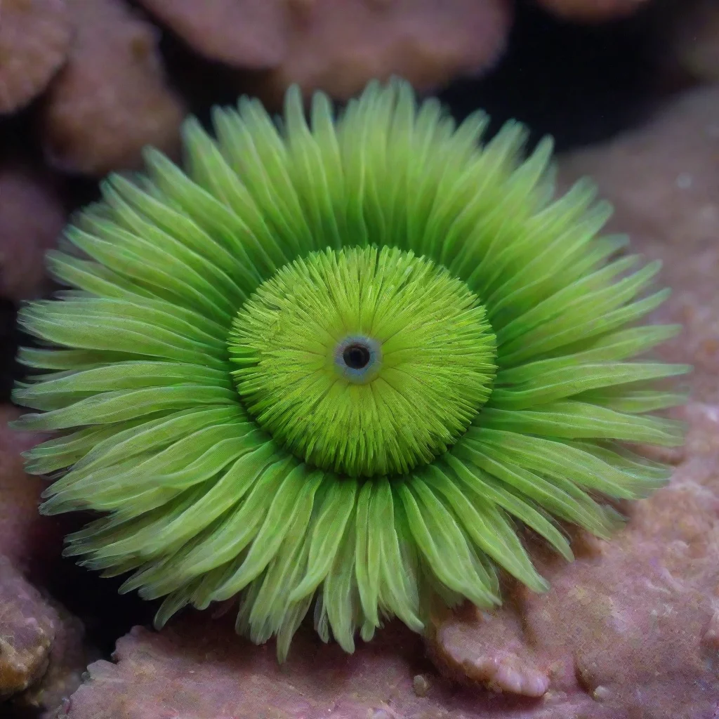 amazing green fur coved sea anemone awesome portrait 2